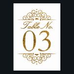 Gold Glitter Effect Wedding Table Number Card (03)<br><div class="desc">Gold Glitter Effect Wedding Table Number Card (03) 
 
  VIEW MATCHING TABLE NUMBER CARDS</div>