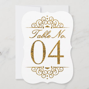 Gold Glitter Effect Wedding Table Number Card (04)