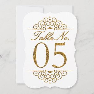 Gold Glitter Effect Wedding Table Number Card (05)