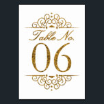 Gold Glitter Effect Wedding Table Number Card (06)<br><div class="desc">Gold Glitter Effect Wedding Table Number Card (06) 
 
  VIEW MATCHING TABLE NUMBER CARDS</div>