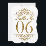 Gold Glitter Effect Wedding Table Number Card (06)<br><div class="desc">Gold Glitter Effect Wedding Table Number Card (06) 
 
  VIEW MATCHING TABLE NUMBER CARDS</div>