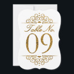 Gold Glitter Effect Wedding Table Number Card (09)<br><div class="desc">Gold Glitter Effect Wedding Table Number Card (09) 
 
  VIEW MATCHING TABLE NUMBER CARDS</div>