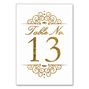 Gold Glitter Effect Wedding Table Number Card (13)