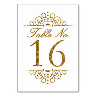 Gold Glitter Effect Wedding Table Number Card (16)