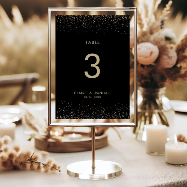 Gold Glitter Elegant Black Wedding Table Number (Creator Uploaded)