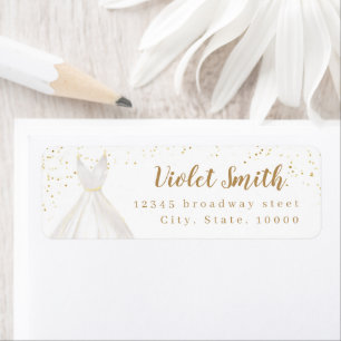 Gold Glitter Elegant Dress return address Label
