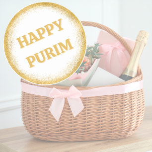 Gold Glitter Elegant Happy Purim Classic Round Sticker