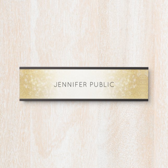 Gold Glitter Elegant Modern Glamourous Template Door Sign (Front)