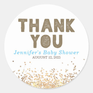 Gold Glitter Elegant Modern Thank You Classic Round Sticker