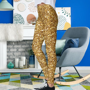 Gold Glitter Elegant Sparkles Cute Mom Girly Gift  Leggings