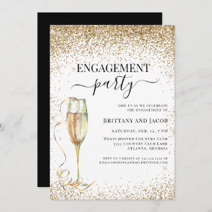 Gold Glitter Elegant Wedding Engagement Party Invitation