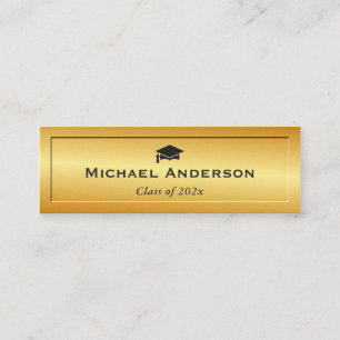 Gold Glitter Embossed Senior Graduation Name Card