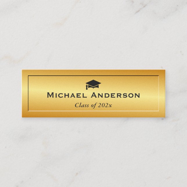 Gold Glitter Embossed Senior Graduation Name Card (Front)