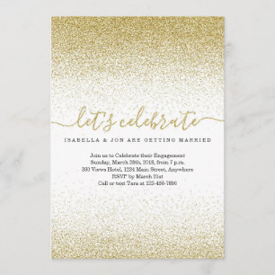 Gold Glitter Engagement Party Invitation