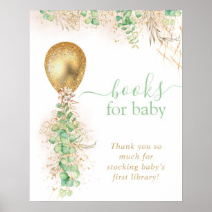 Gold Glitter Eucalyptus Balloon Books For Baby Pos Poster