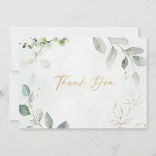 Gold Glitter Eucalyptus Wedding Thank You Card