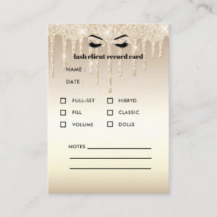 Gold Glitter Eyelash Client Consultation   Business Card