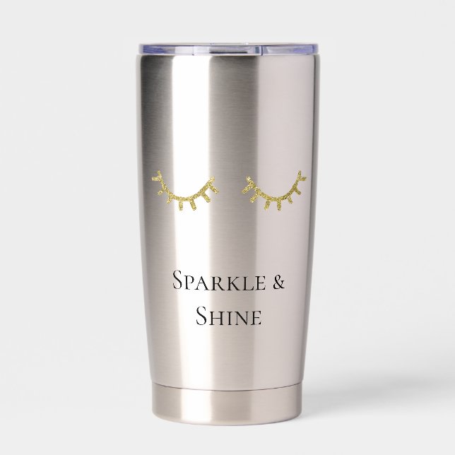 Gold Glitter Eyelashes  Insulated Tumbler (Front)