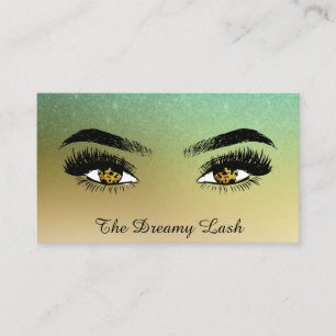 *~* Gold Glitter Eyes Lashes QR Brows Extensions Business Card