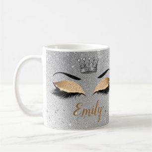 Gold Glitter Eyes Monogram  Coffee Mug