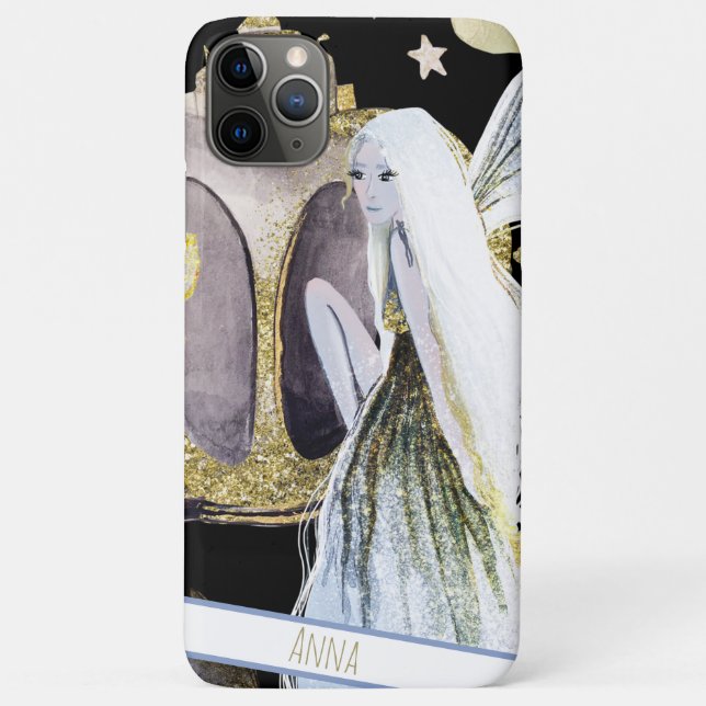 *~*  Gold Glitter Fantasy Stars Carriage Fairy Case-Mate iPhone Case (Back)