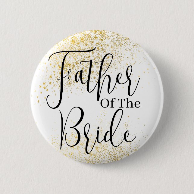 Gold Glitter father of Bride wedding  Button (Front)