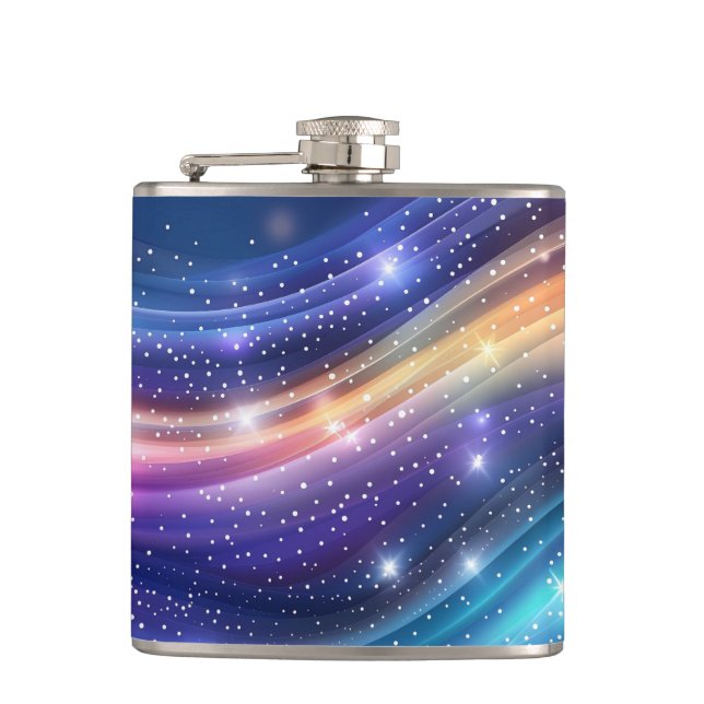 Gold Glitter Faux Foil Confetti Hip Flask (Front)