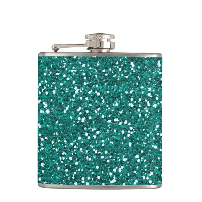 Gold Glitter Faux Foil Confetti Hip Flask (Front)