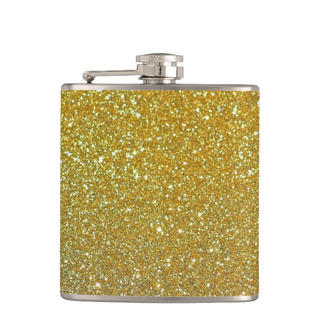 Gold Glitter Faux foil Hip Flask (Front)