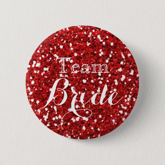 Gold Glitter Faux Foil Wedding Team Bride Pinback  6 Cm Round Badge (Front)