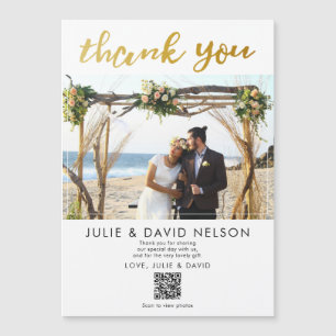 gold glitter faux foil Wedding thank you QR Code