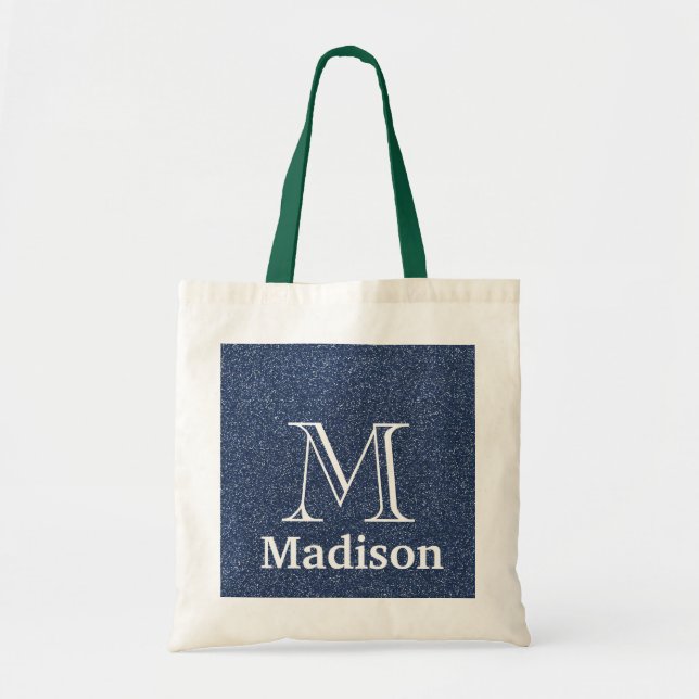Gold glitter faux personalised monogram tote bag (Front)