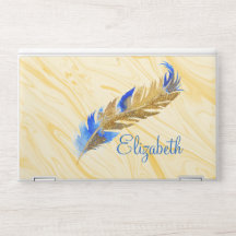 Gold Glitter Feather Cream Marble 