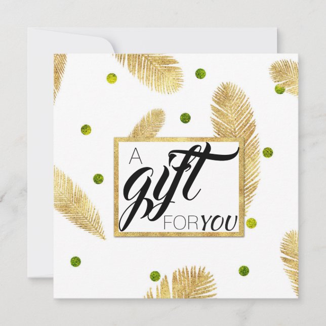 Gold Glitter Fir Branches Script Gift Certificate (Front)