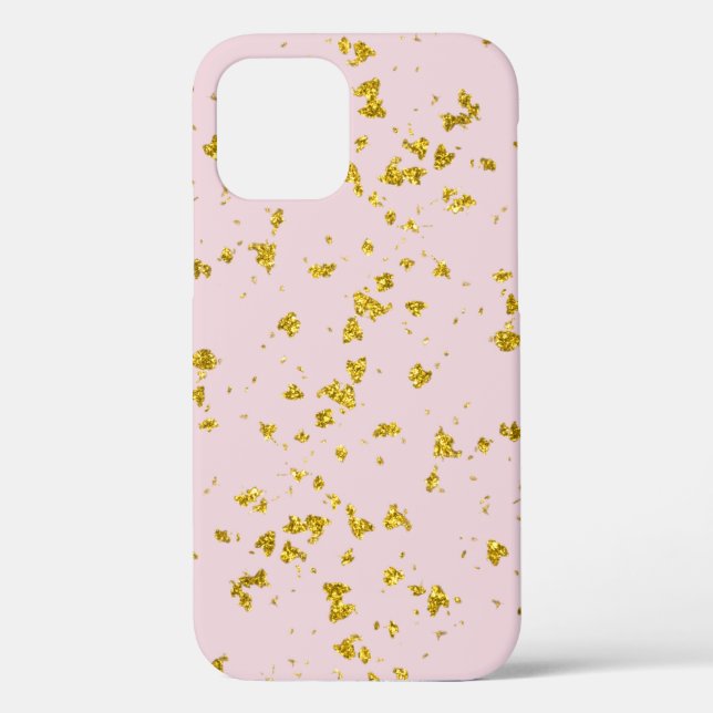 Gold Glitter Flakes and Blush Case-Mate iPhone Case (Back)