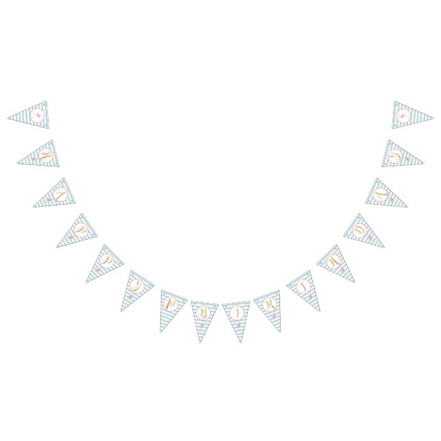 Gold Glitter Flamingo 1st Birthday Pennant Banner (All)