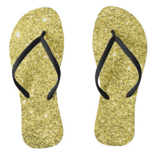 Gold Glitter Flip Flops