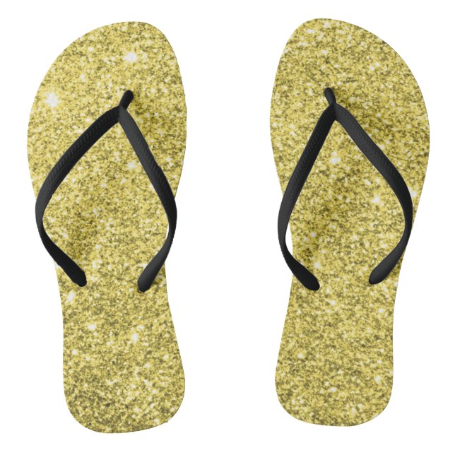 Gold Glitter Flip Flops (Footbed)
