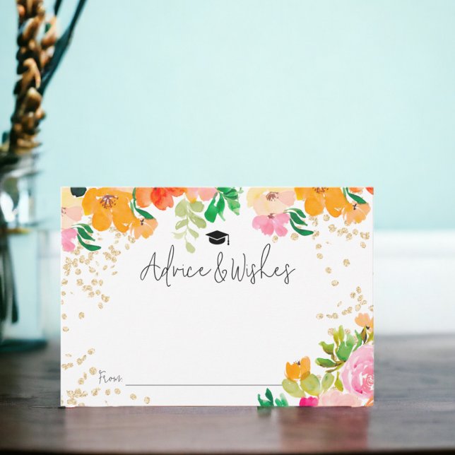 Gold glitter floral botanical advice graduation enclosure card (Gold glitter floral botanical advice graduation enclosure card)