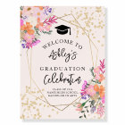 Gold glitter floral watercolor graduation welcome