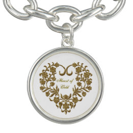 Gold Glitter Flourish Valentine Bracelet