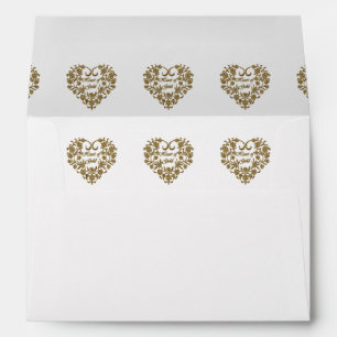Gold Glitter Flourish Valentine Envelope