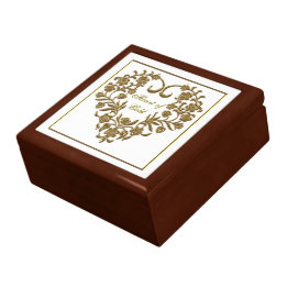 Gold Glitter Flourish Valentine Gift Box