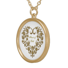 Gold Glitter Flourish Valentine Gold Plated Necklace