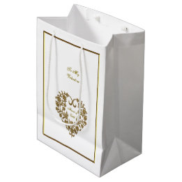 Gold Glitter Flourish Valentine Medium Gift Bag