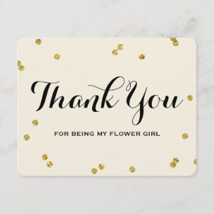 Gold Glitter Flower Girl Thank You Cards