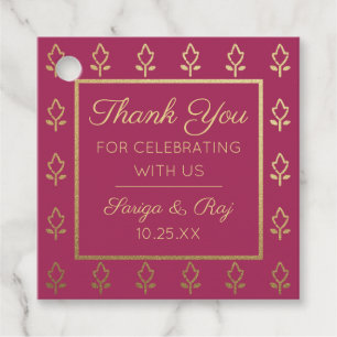 Gold Glitter Flower Wedding Return Gift Favour Tags