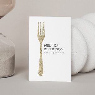 Gold Glitter Fork Event Planner Business Card