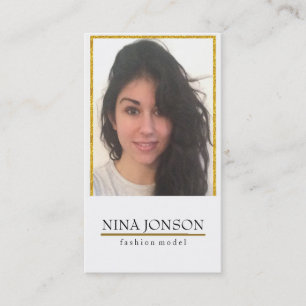 Gold Glitter Frame And Photo Business Card