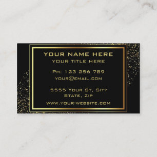 Gold Glitter Frame Golden Text Black Professional Business Card
